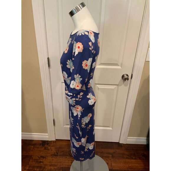 Boden Blue Multicolor Floral Patterned Short Sleeve Dress Size, 6R - Picture 3 of 5